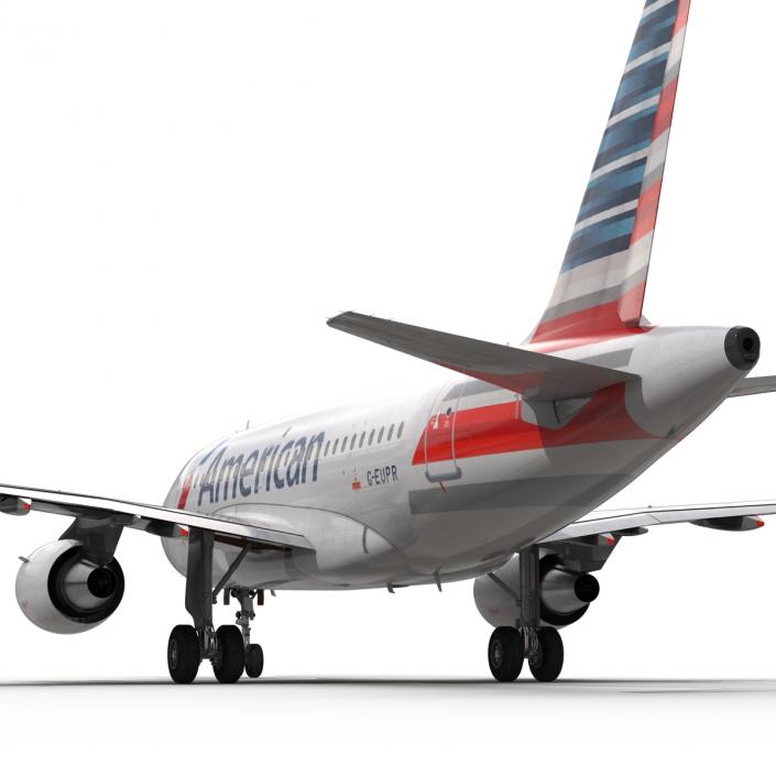 3D Airbus A318 American Airlines Rigged