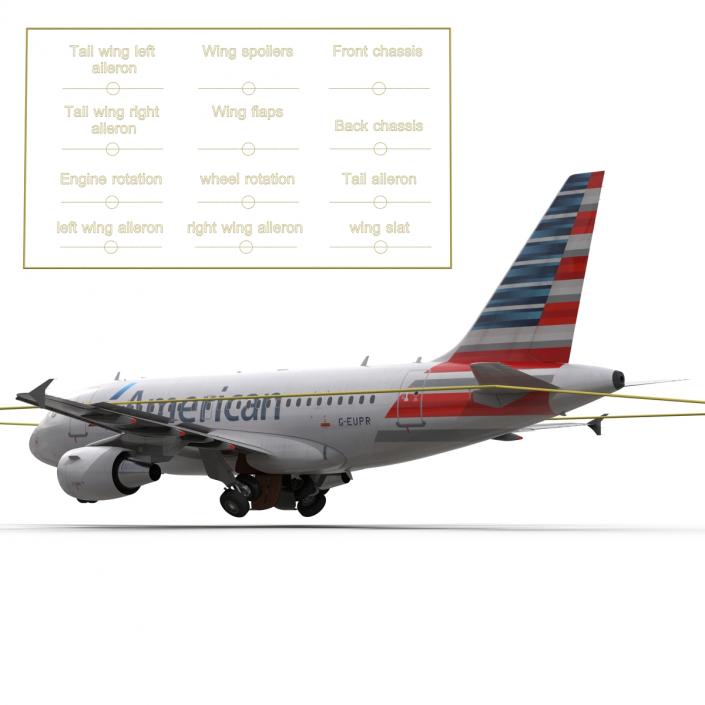 3D Airbus A318 American Airlines Rigged