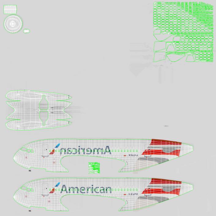 3D Airbus A318 American Airlines Rigged