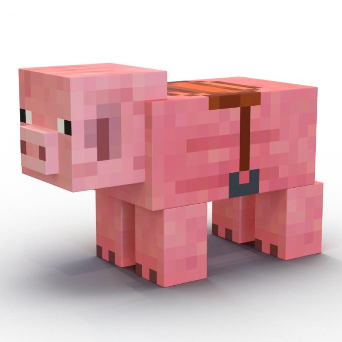 3D model Minecraft Pig with Saddle