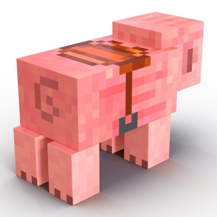 3D model Minecraft Pig with Saddle