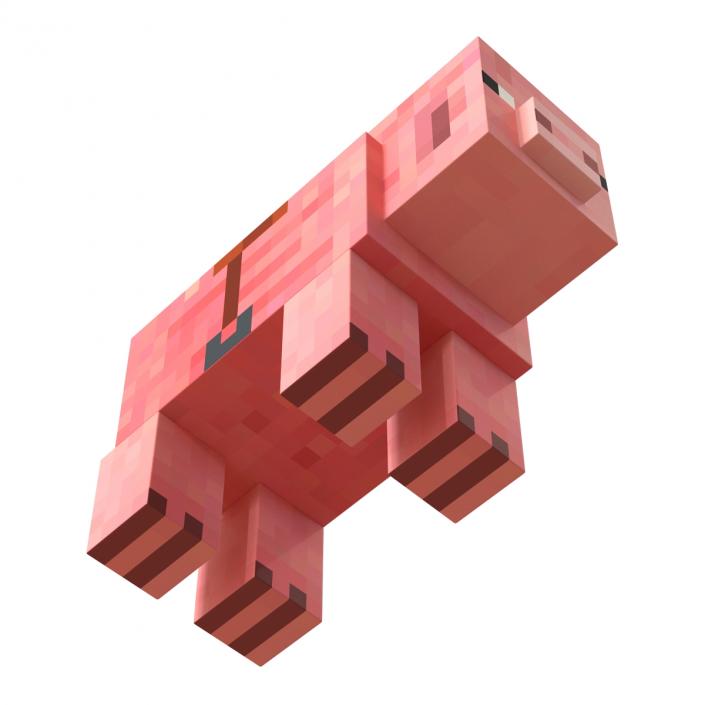 3D model Minecraft Pig with Saddle