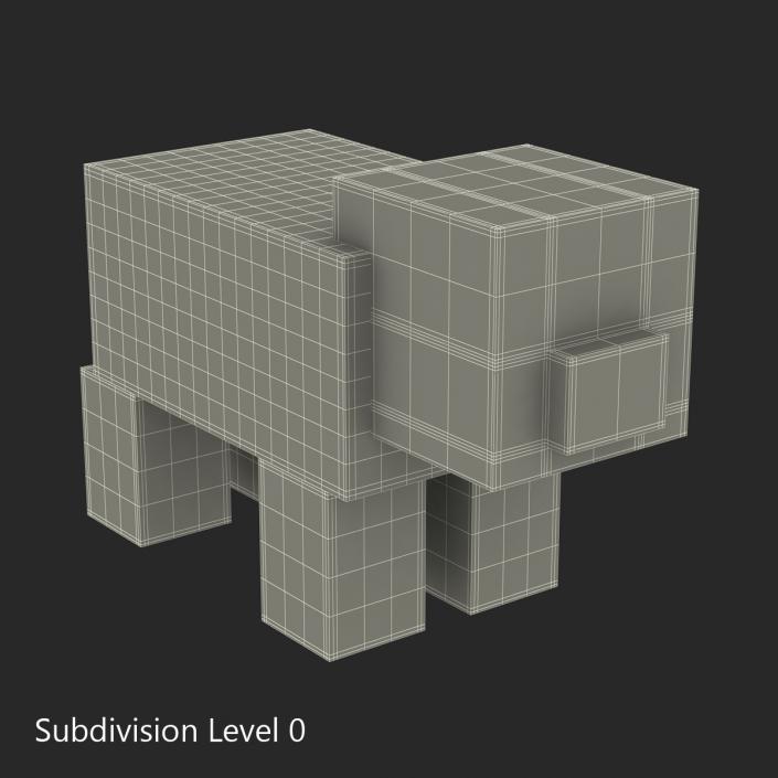 3D model Minecraft Pig with Saddle