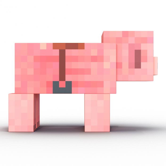 Minecraft Pig with Saddle Rigged 3D