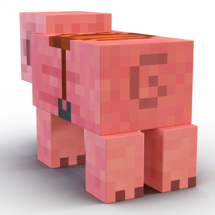 Minecraft Pig with Saddle Rigged 3D