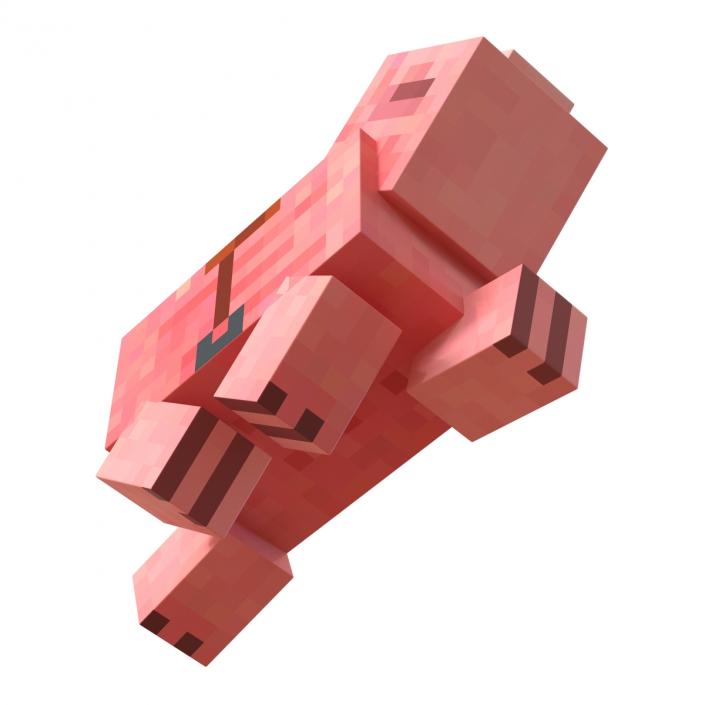 Minecraft Pig with Saddle Rigged 3D