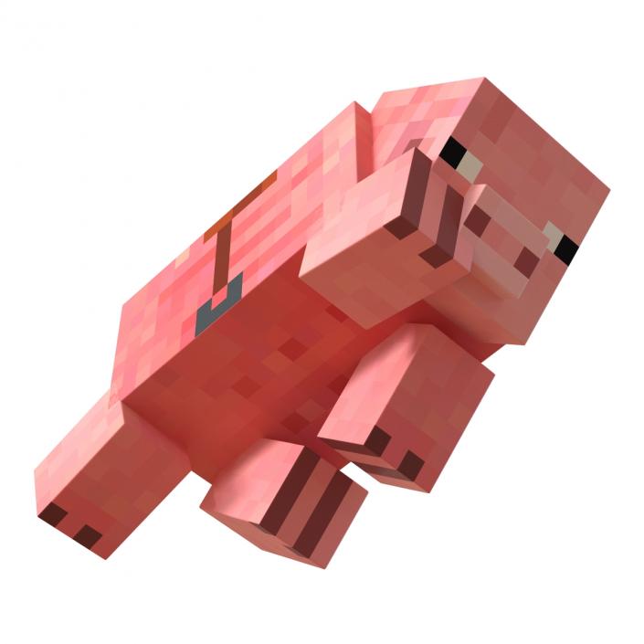 Minecraft Pig with Saddle Rigged 3D