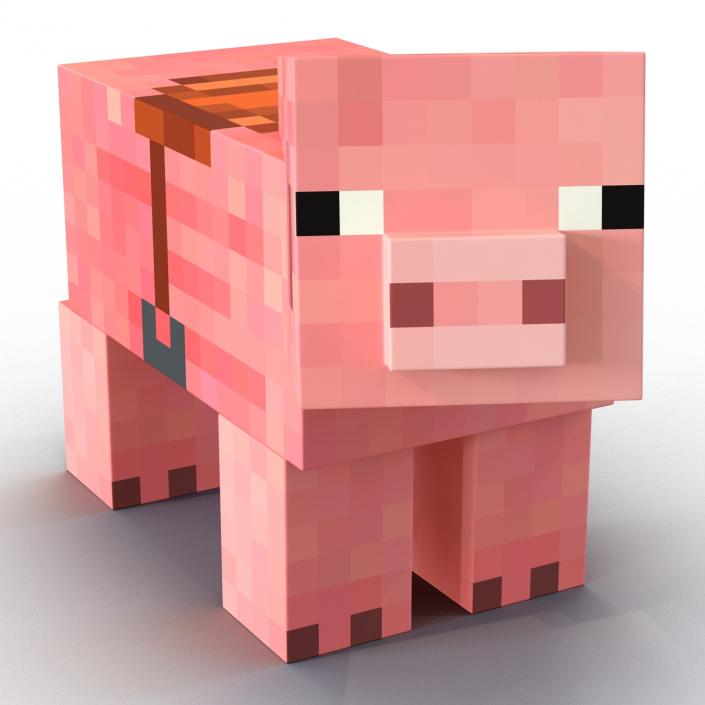 Minecraft Pig with Saddle Rigged 3D