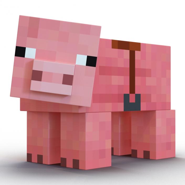 Minecraft Pig with Saddle Rigged 3D