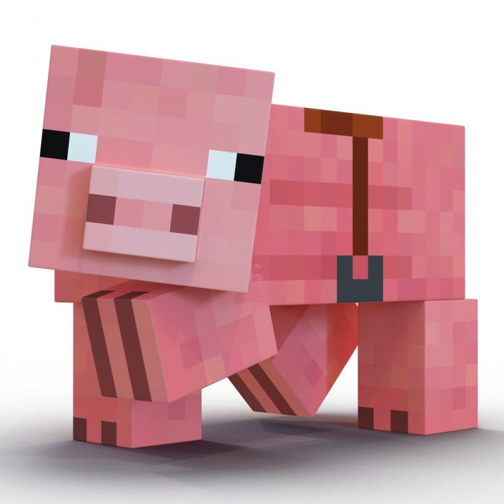 Minecraft Pig with Saddle Rigged 3D