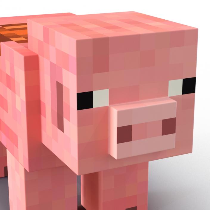 Minecraft Pig with Saddle Rigged 3D