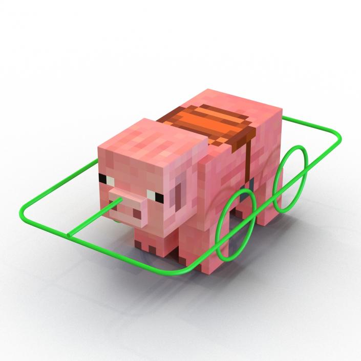 Minecraft Pig with Saddle Rigged 3D