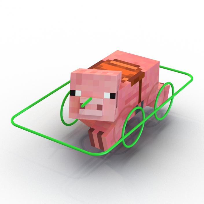 Minecraft Pig with Saddle Rigged 3D