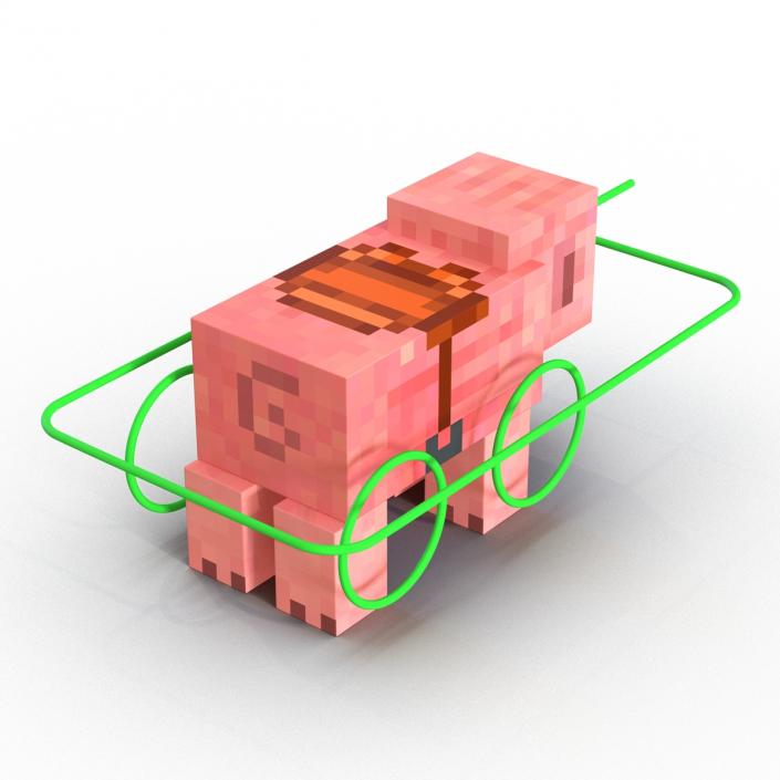 Minecraft Pig with Saddle Rigged 3D