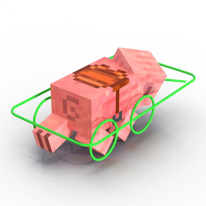 Minecraft Pig with Saddle Rigged 3D