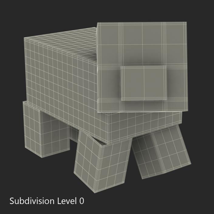 Minecraft Pig with Saddle Rigged 3D