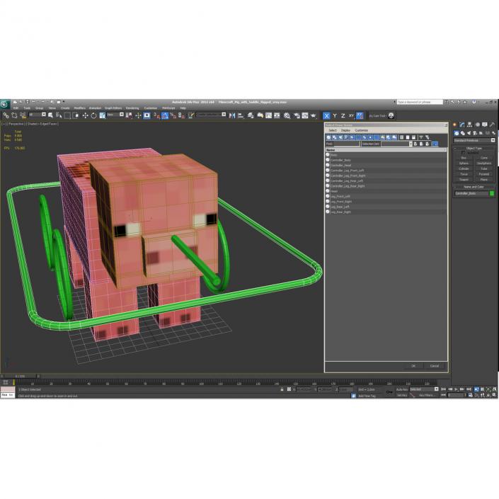 Minecraft Pig with Saddle Rigged 3D