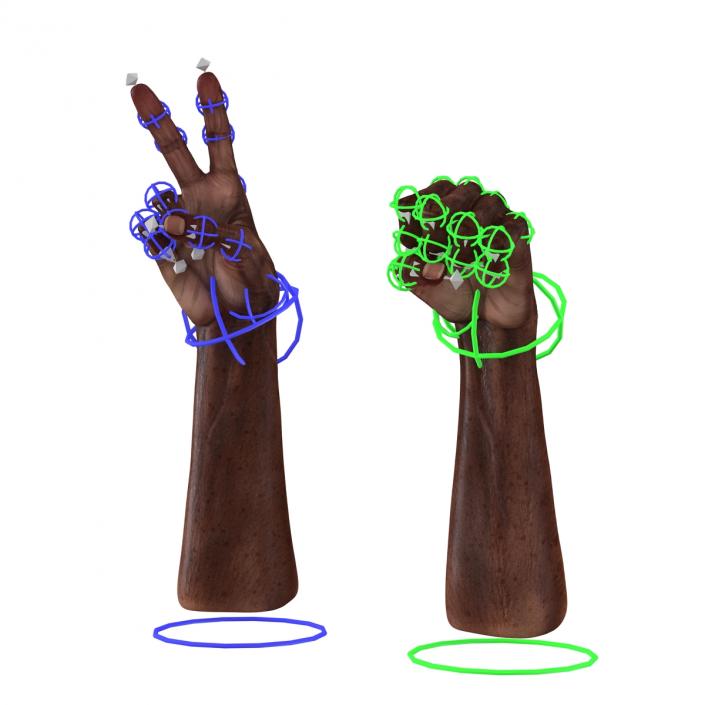 3D Old African Man Hands Rigged model