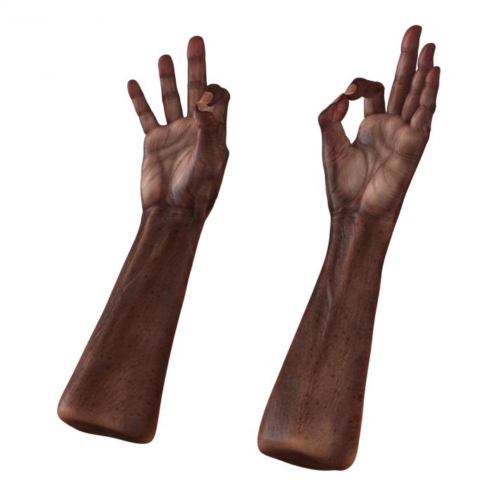 3D Old African Man Hands Pose 5 model