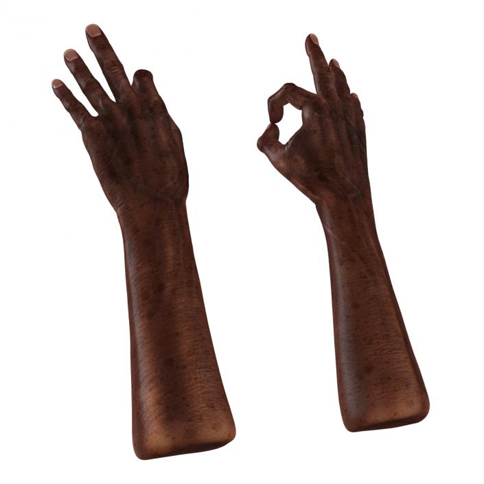 3D Old African Man Hands Pose 5 model