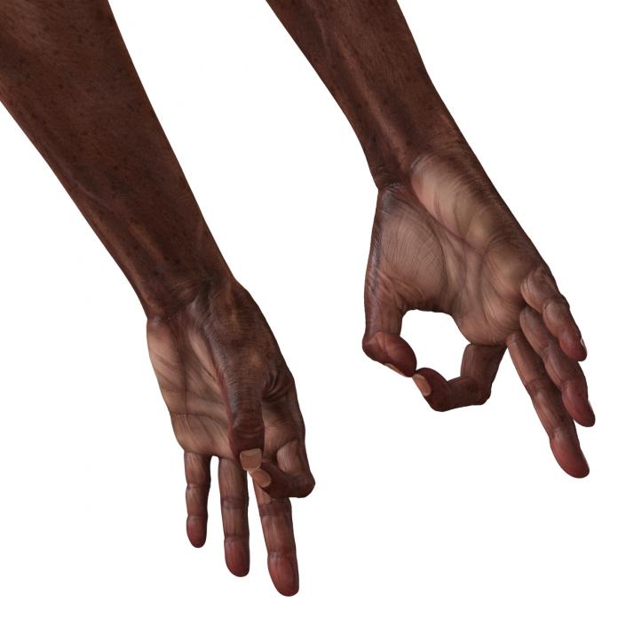 3D Old African Man Hands Pose 5 model