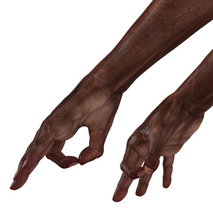 3D Old African Man Hands Pose 5 model