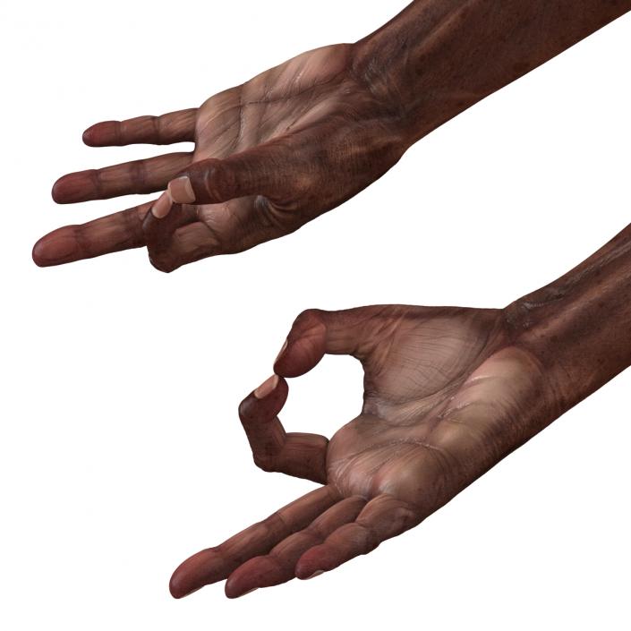 3D Old African Man Hands Pose 5 model