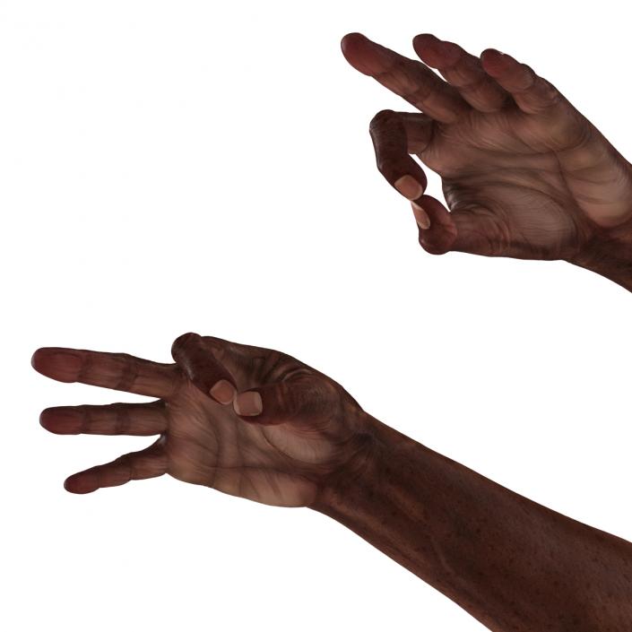 3D Old African Man Hands Pose 5 model