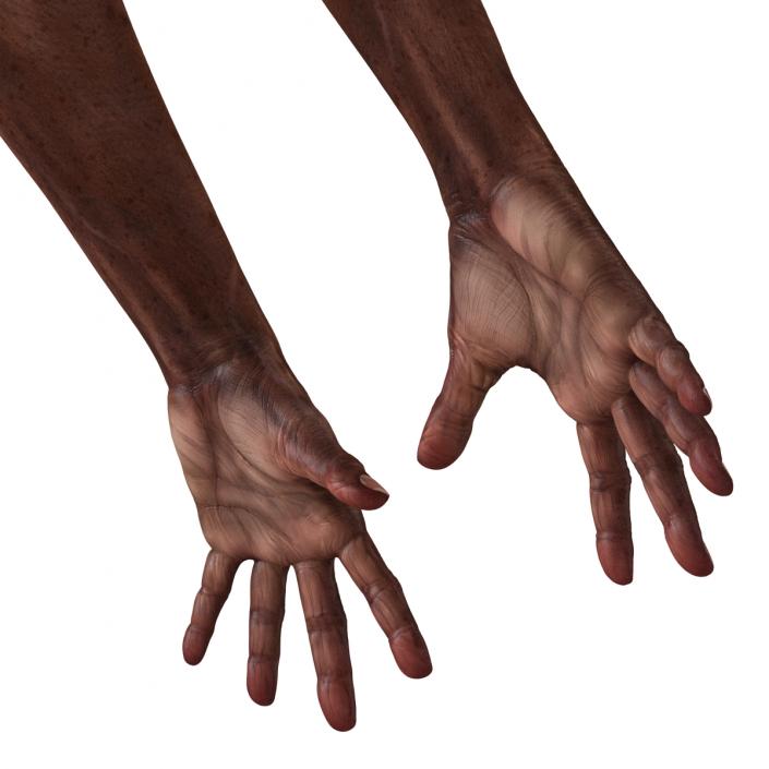 3D Old African Man Hands Pose 4 model