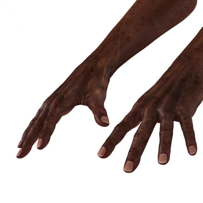 3D Old African Man Hands Pose 4 model