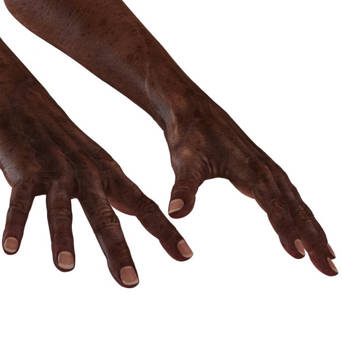 3D Old African Man Hands Pose 4 model