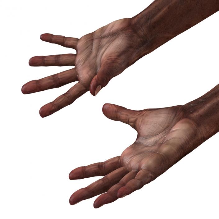 3D Old African Man Hands Pose 4 model