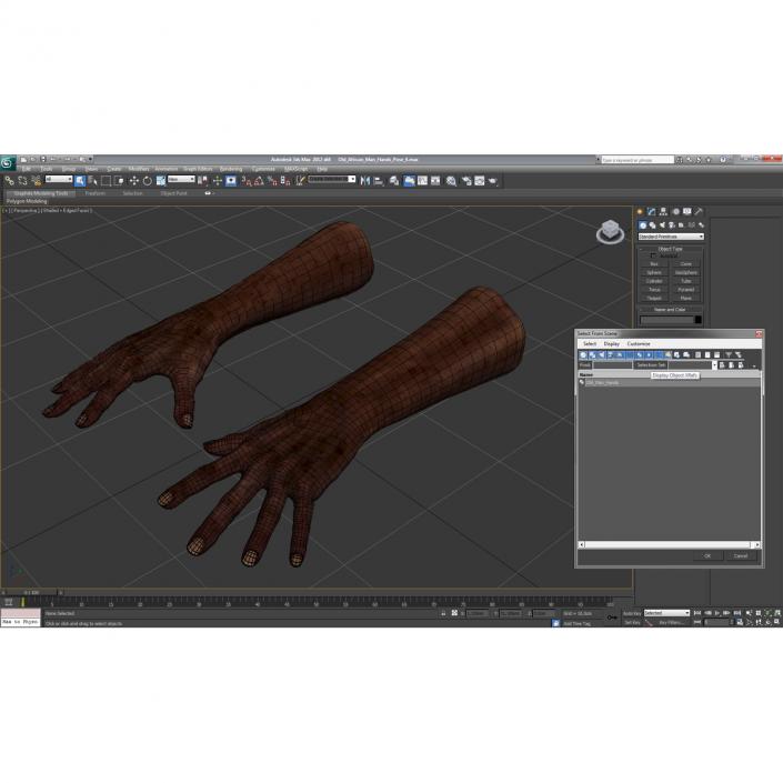 3D Old African Man Hands Pose 4 model