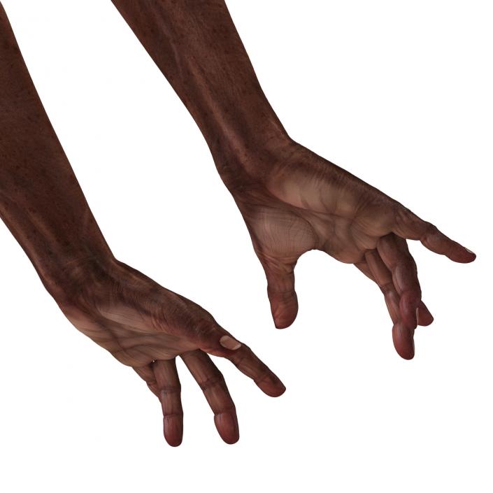 3D Old African Man Hands Pose 3 model