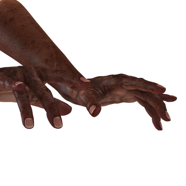 3D Old African Man Hands Pose 3 model