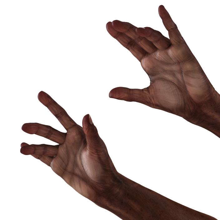 3D Old African Man Hands Pose 3 model