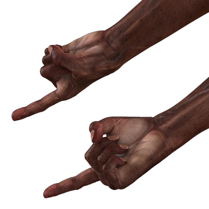 3D Old African Man Hands Pose 2 model