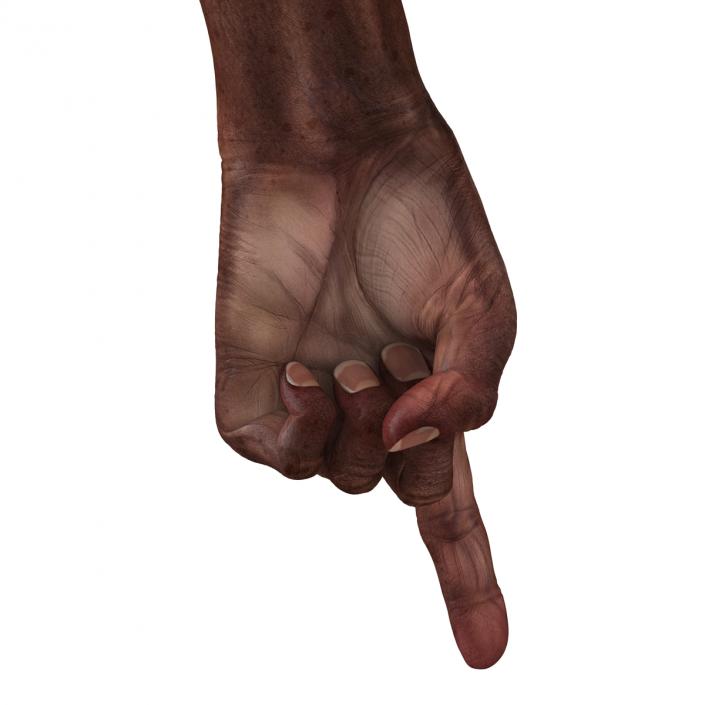 3D Old African Man Hands Pose 2 model