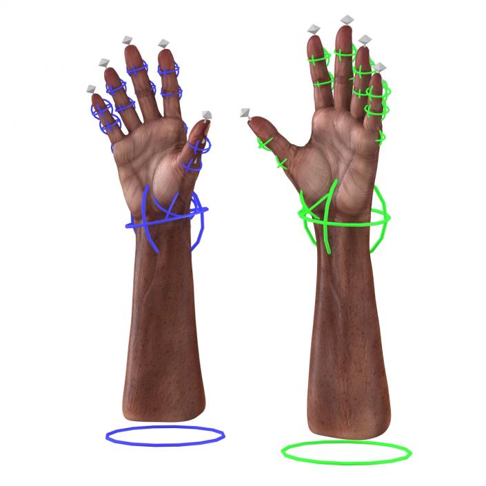 3D model Old African Man Hands 2 Rigged