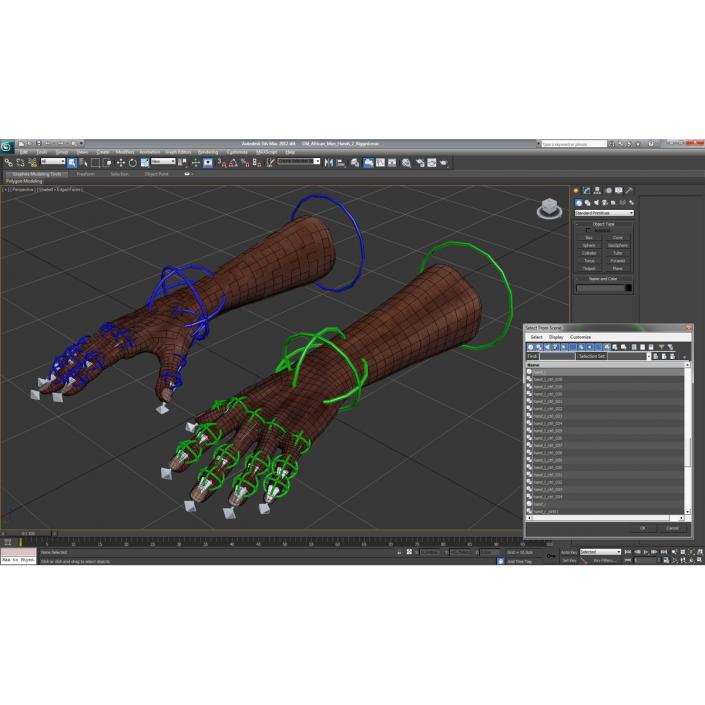 3D model Old African Man Hands 2 Rigged