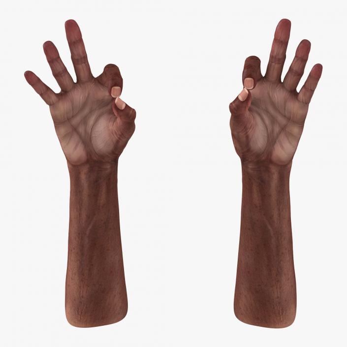 3D model Old African Man Hands 2 Pose 5