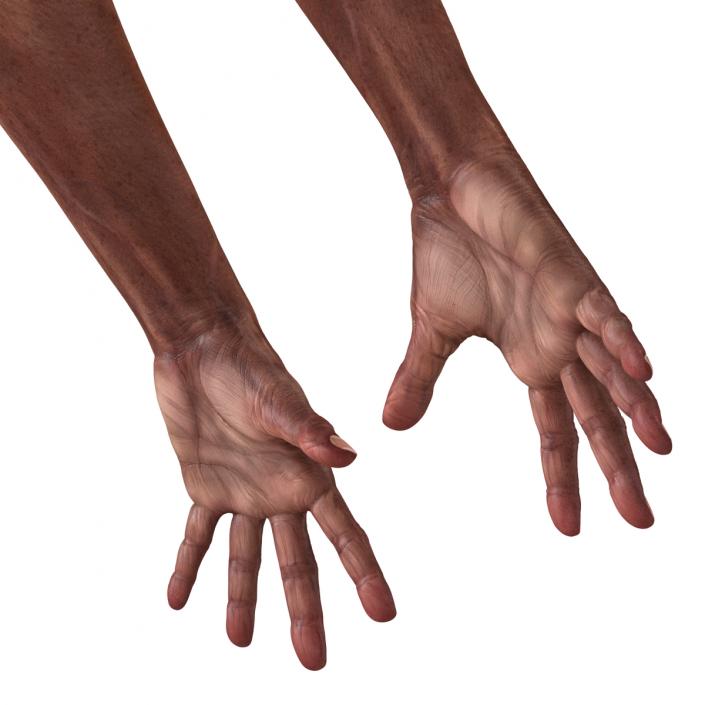 3D model Old African Man Hands 2 Pose 4