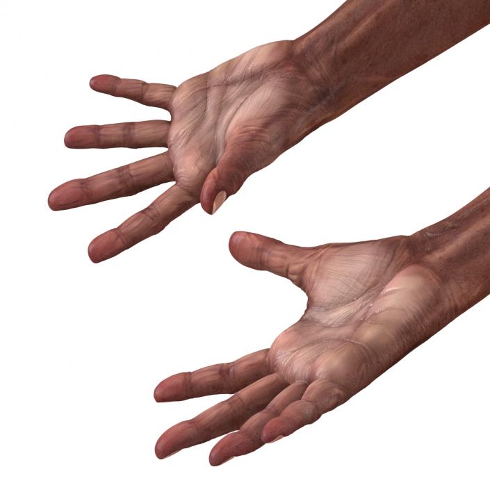 3D model Old African Man Hands 2 Pose 4