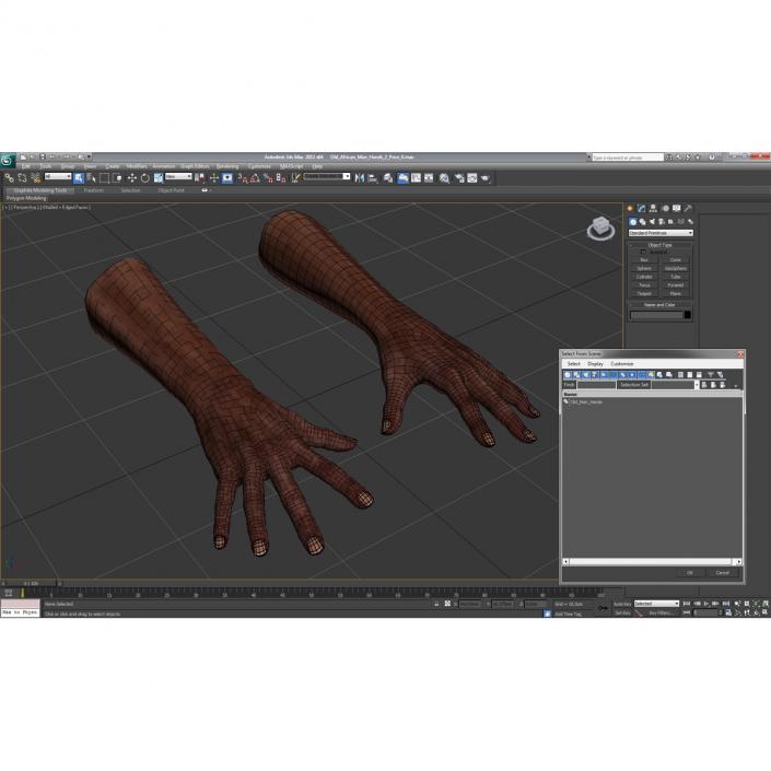 3D model Old African Man Hands 2 Pose 4