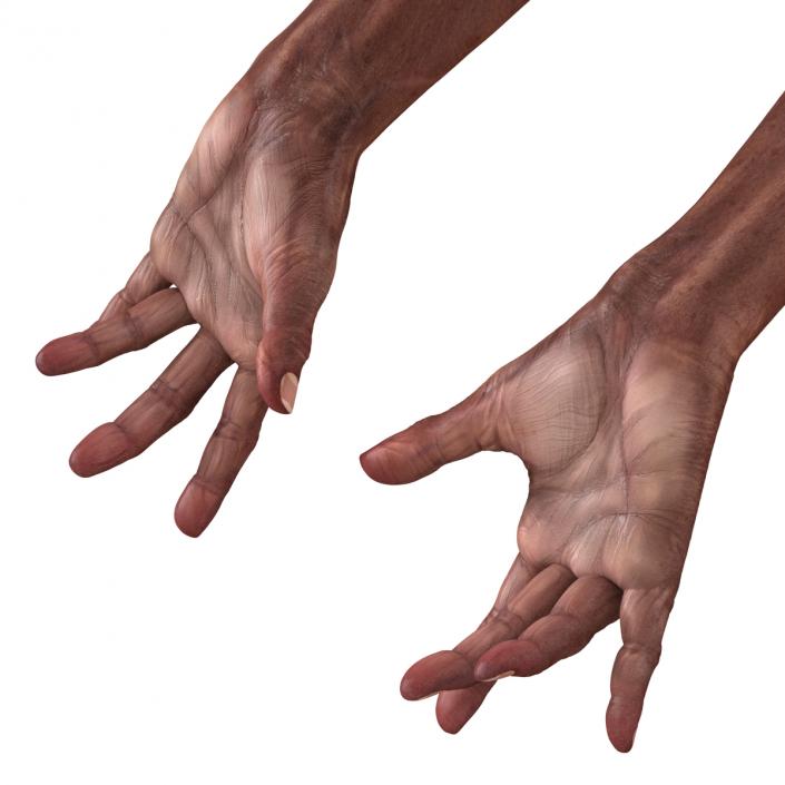 3D model Old African Man Hands 2 Pose 3