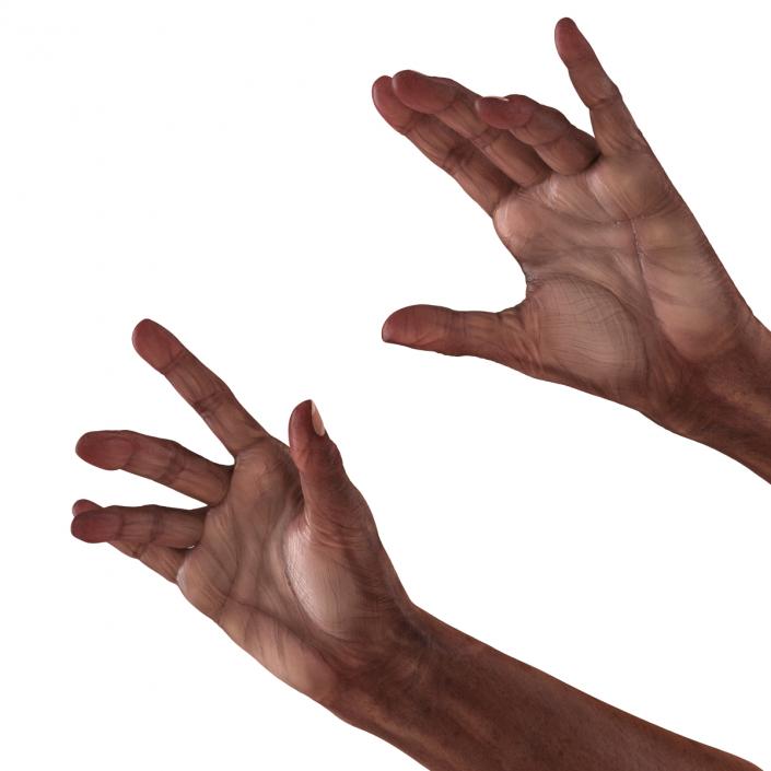 3D model Old African Man Hands 2 Pose 3