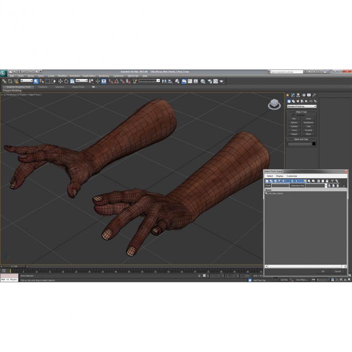 3D model Old African Man Hands 2 Pose 3