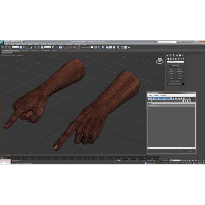 3D model Old African Man Hands 2 Pose 2