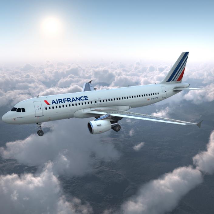 Airbus A320 Air France Rigged 3D model