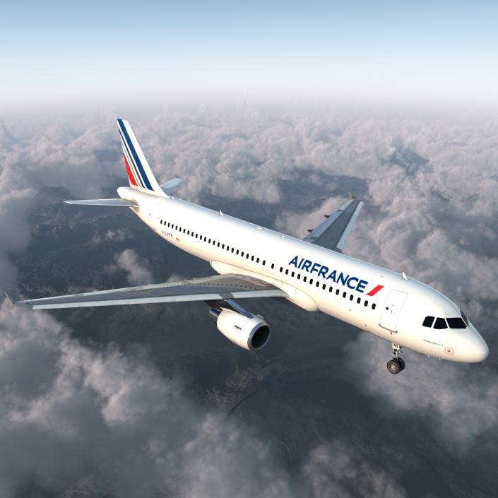 Airbus A320 Air France Rigged 3D model